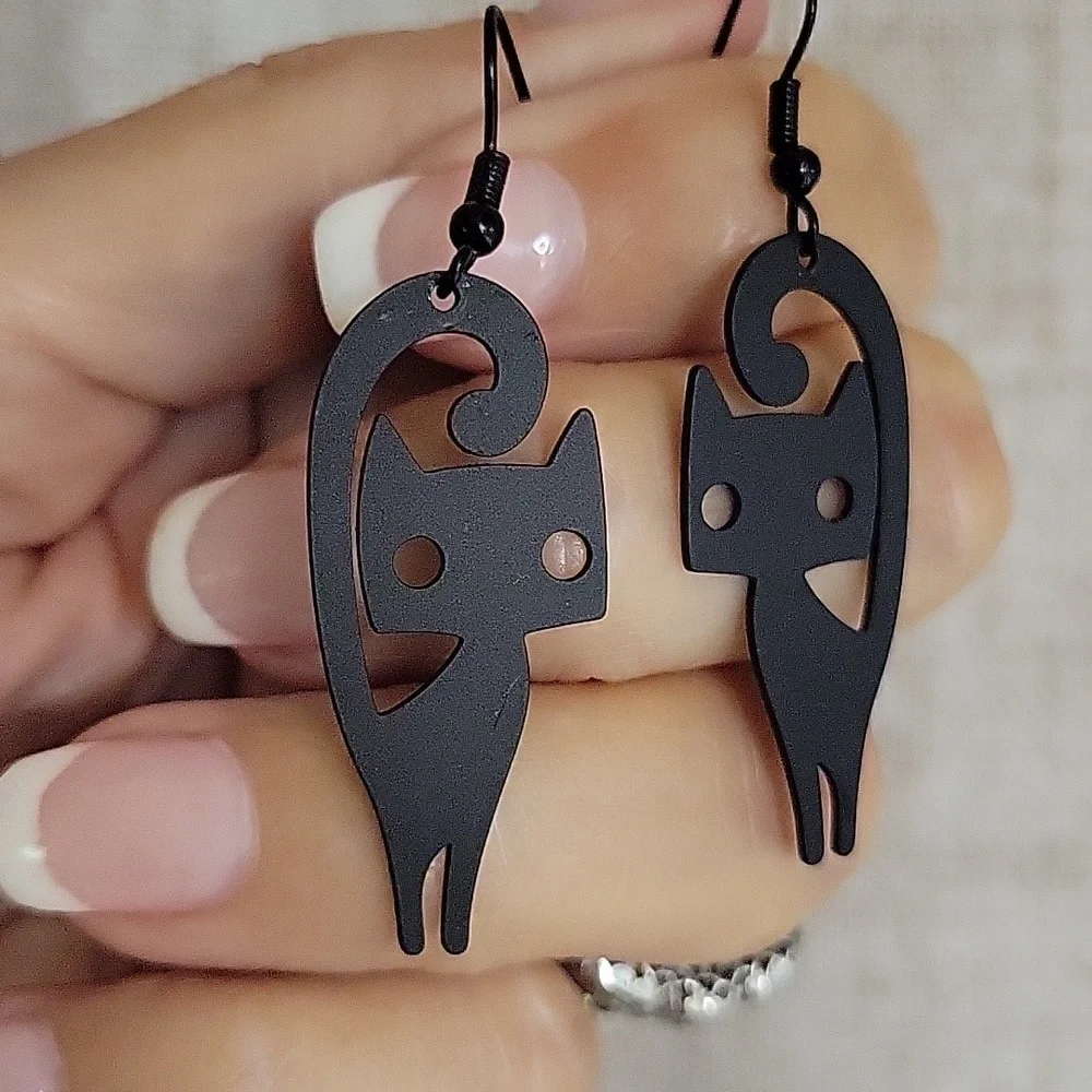 Black Cat Silhouette Earrings